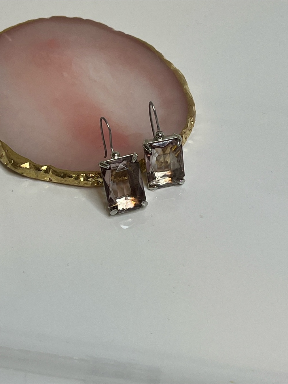 Silver-Tone Rectangular Light Crystal Drop Earrings - Women Jewelry - Picture 7 of 9